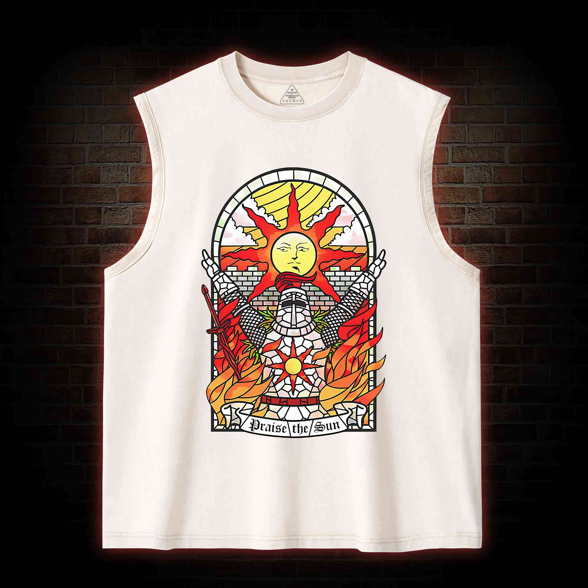 Praise the Sun Back Print Washed Tank Top