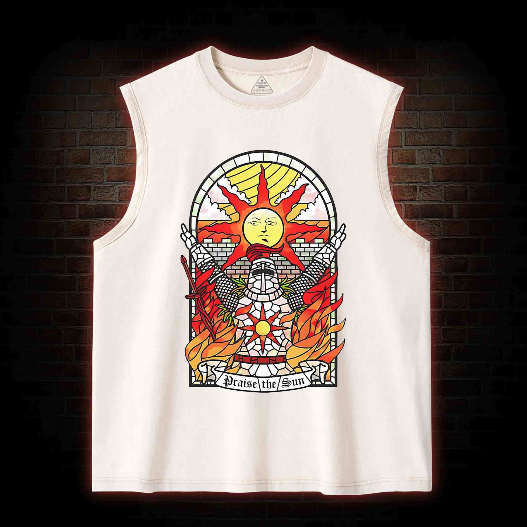 Praise the Sun Back Print Washed Tank Top