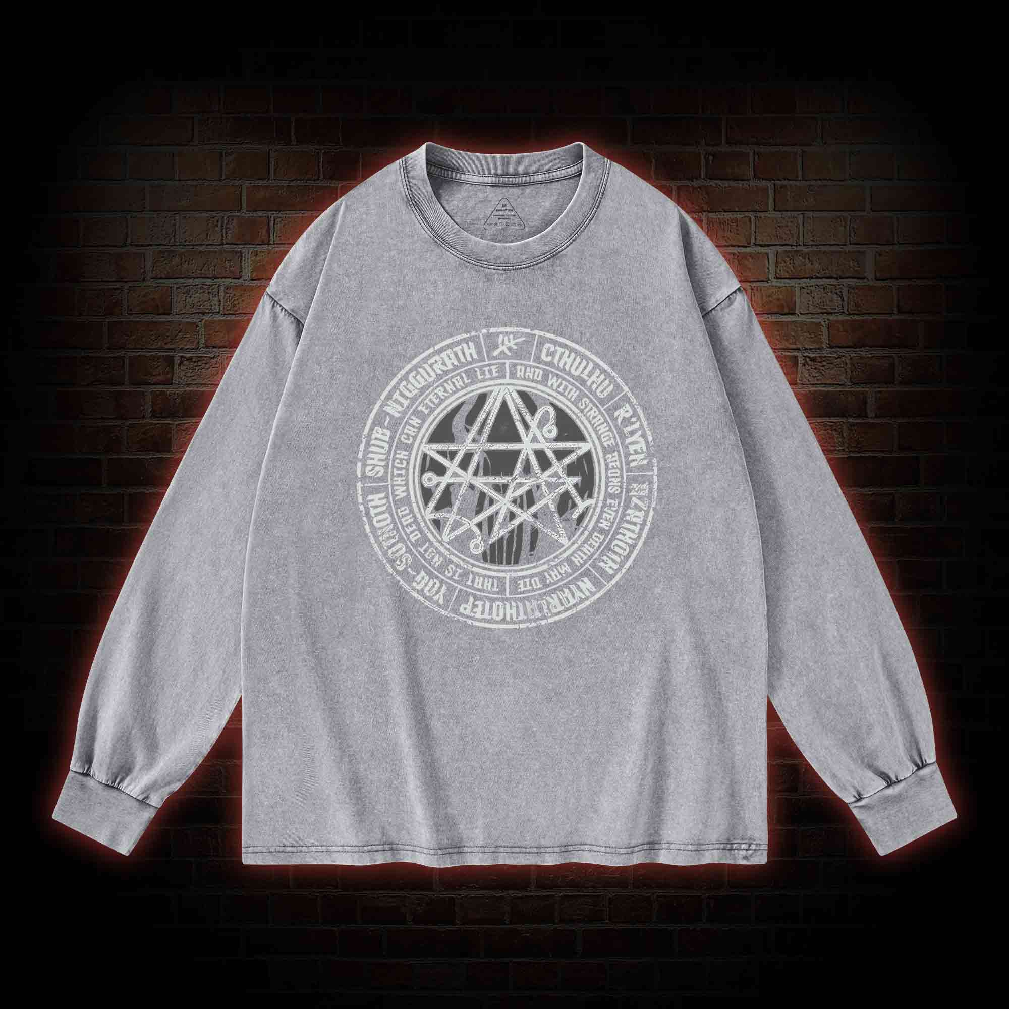 Cthulhu Gateway Sigil Washed Long-Sleeve T-shirt