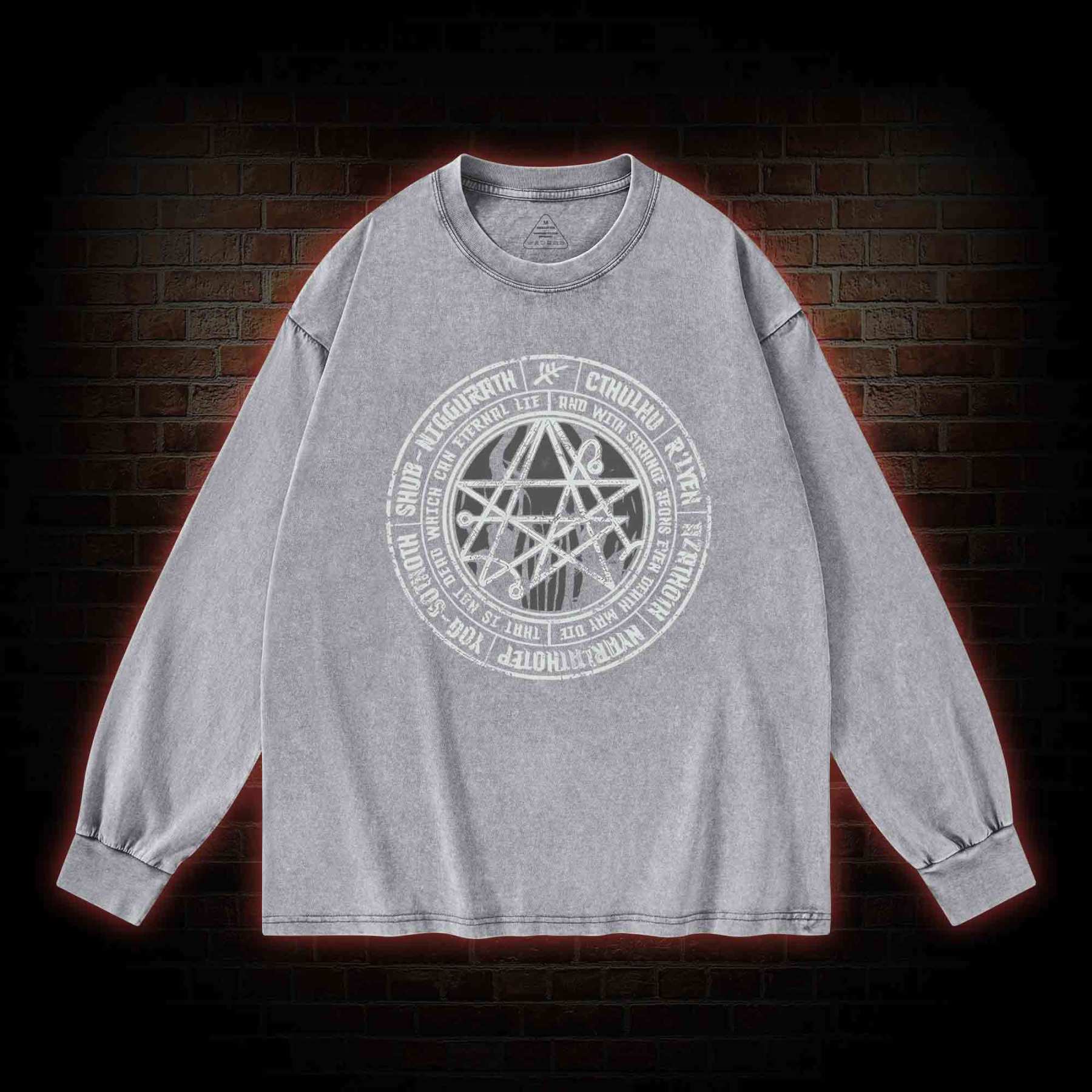 Cthulhu Gateway Sigil Washed Long-Sleeve T-shirt