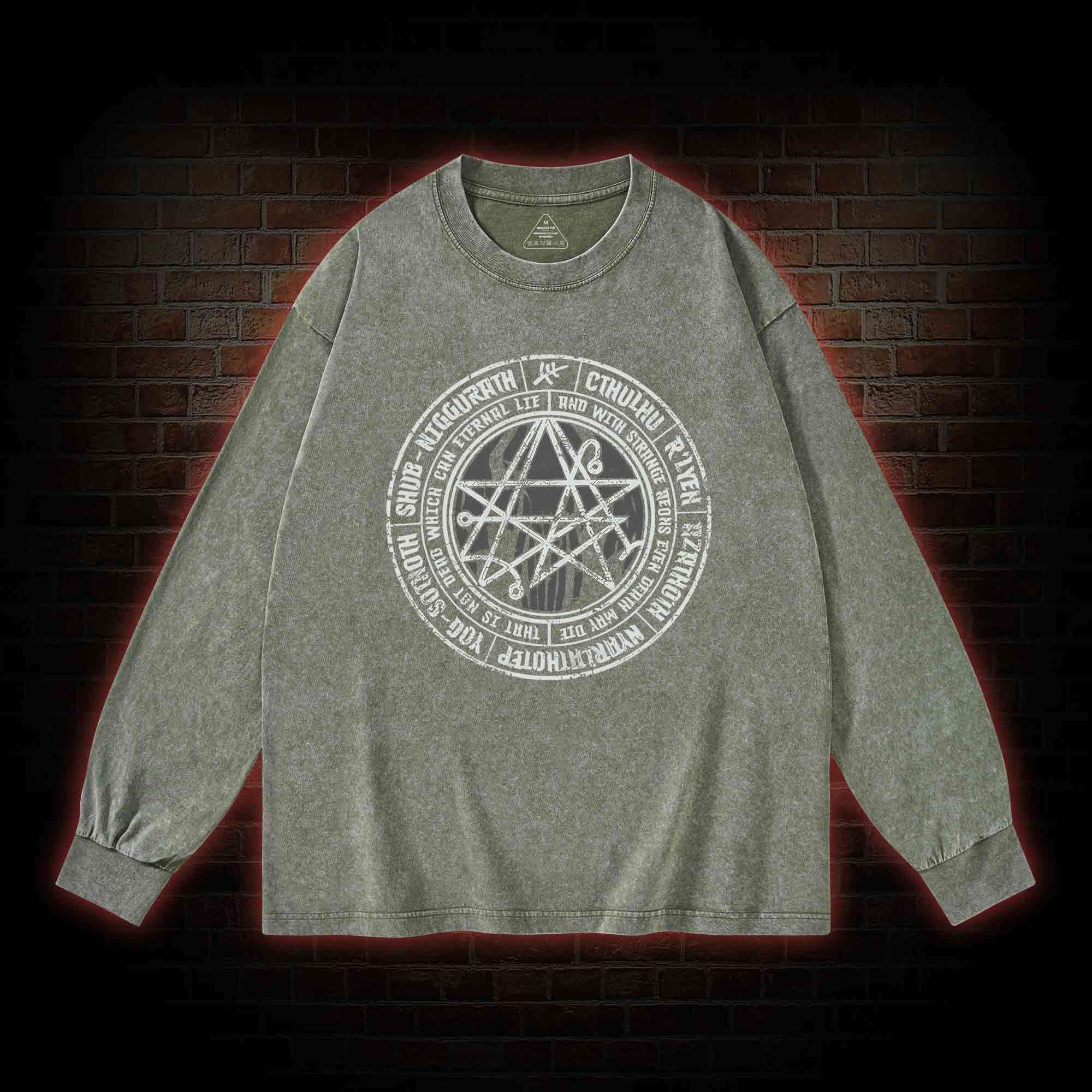 Cthulhu Gateway Sigil Washed Long-Sleeve T-shirt