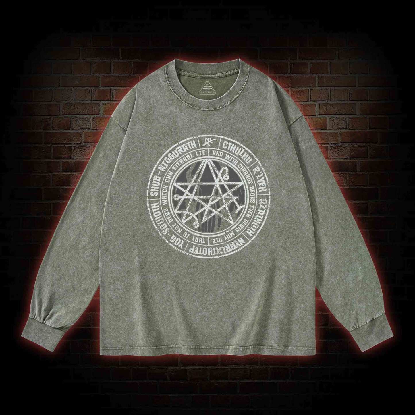Cthulhu Gateway Sigil Washed Long-Sleeve T-shirt