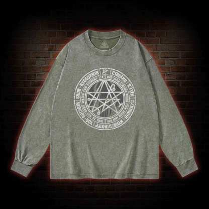 Cthulhu Gateway Sigil Washed Long-Sleeve T-shirt