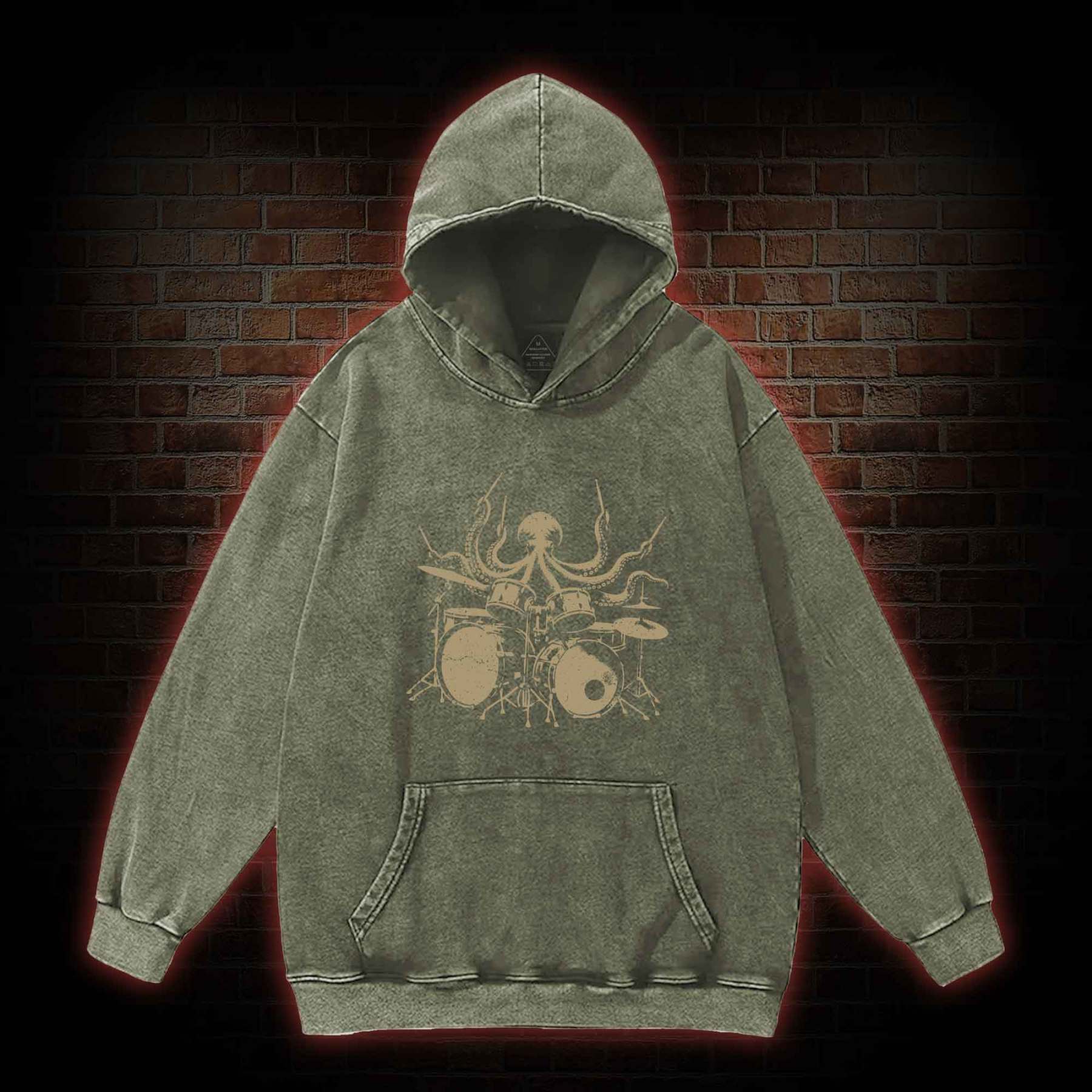 Octopus Drummer Washed Hoodie
