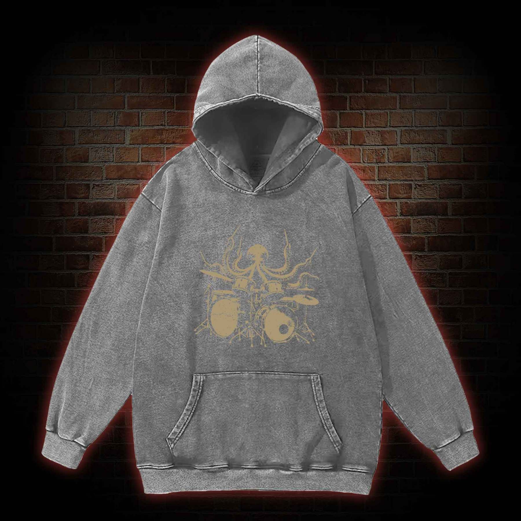 Octopus Drummer Washed Hoodie