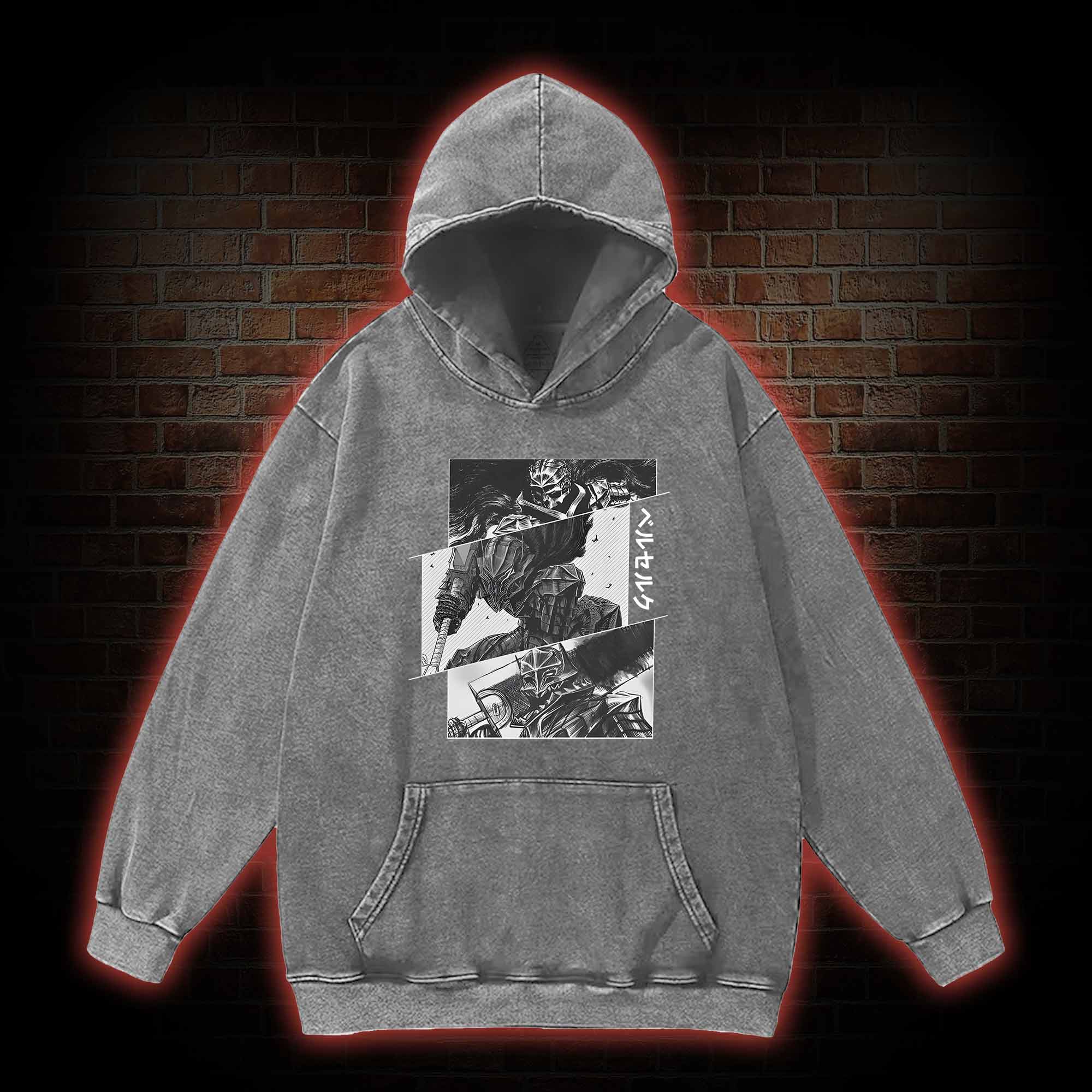 Black Swordsman Washed Hoodie