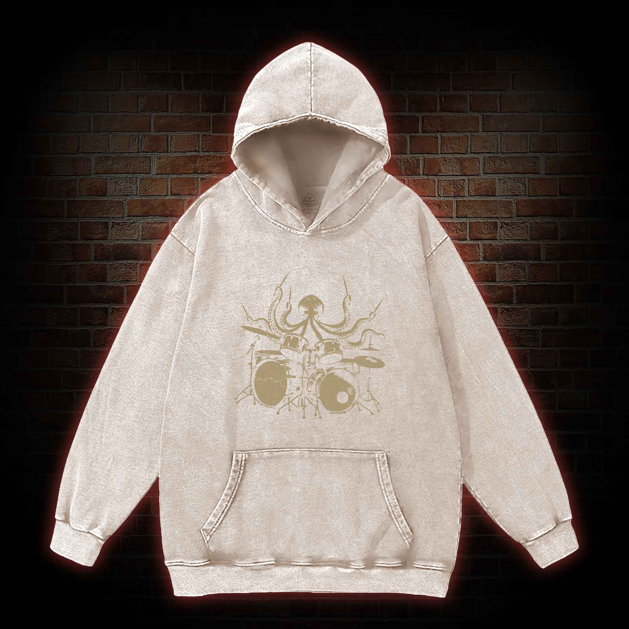 Octopus Drummer Washed Hoodie