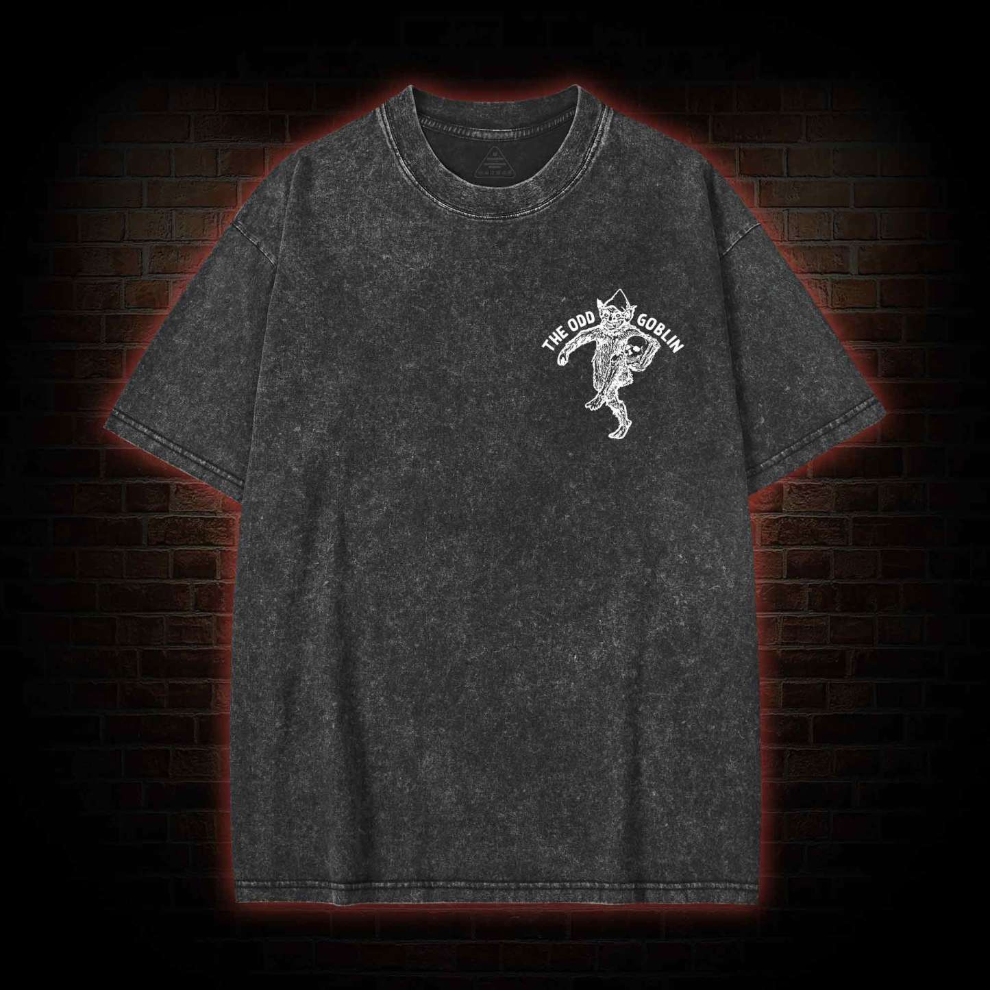 The Odd Goblin Bcak Print Washed T-shirt
