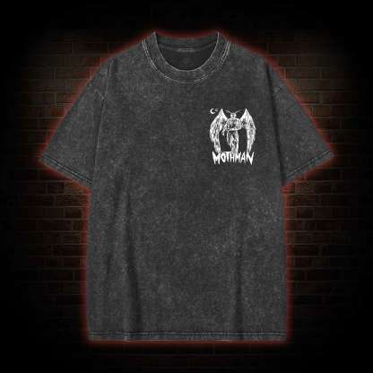 Mothman Bcak Print Washed T-shirt