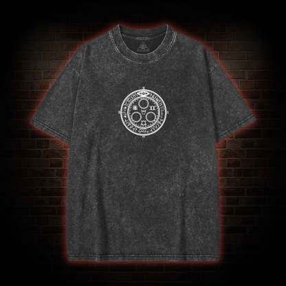 Retro Hello Nurse Back Print Washed T-shirt