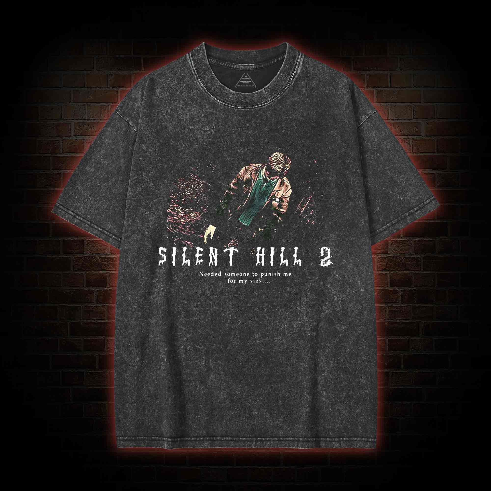 2459 back print Washed T-shirt