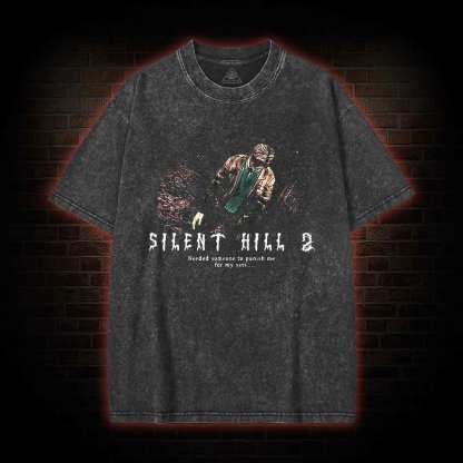 2459 back print Washed T-shirt