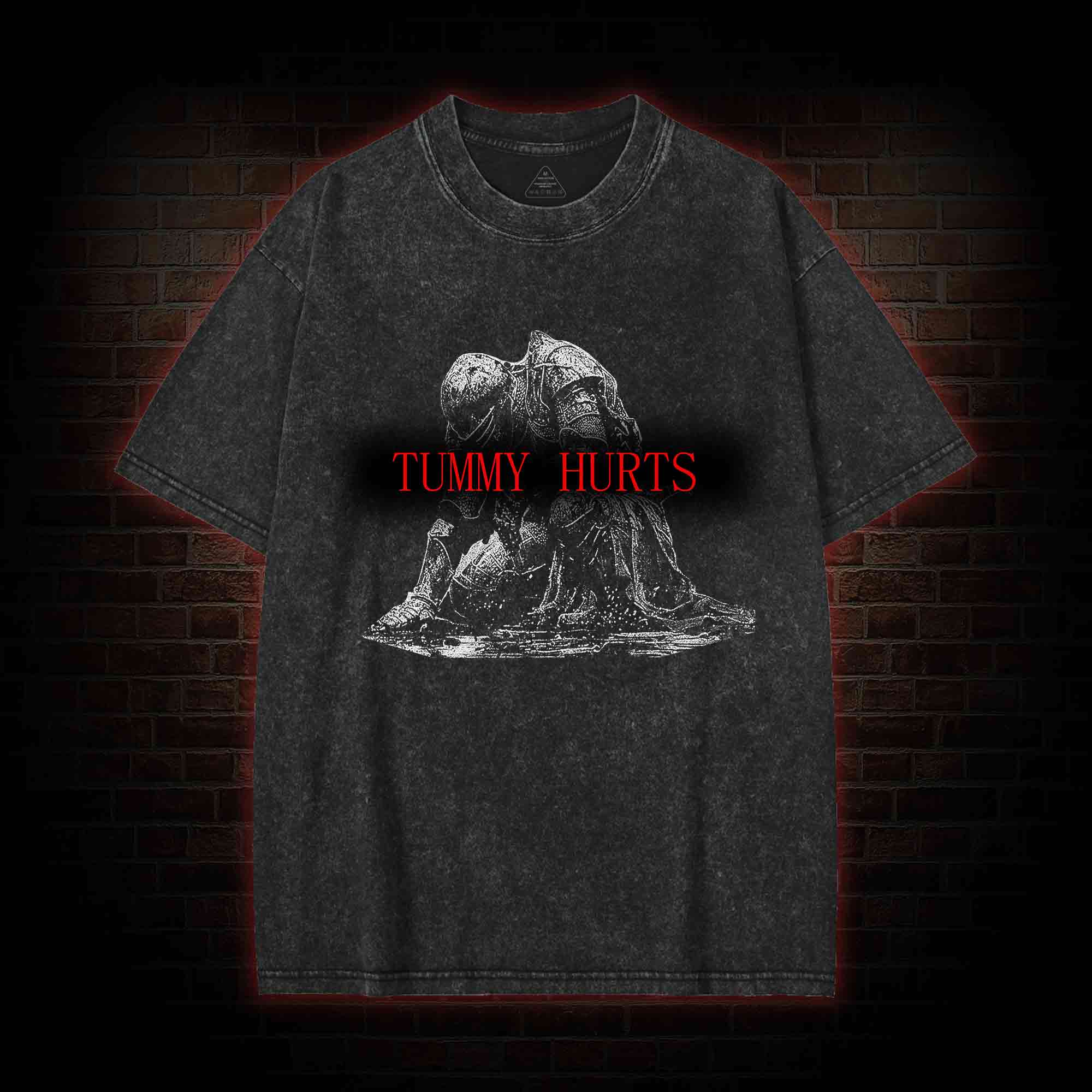 Retro Tummy Hurts Washed T-shirt