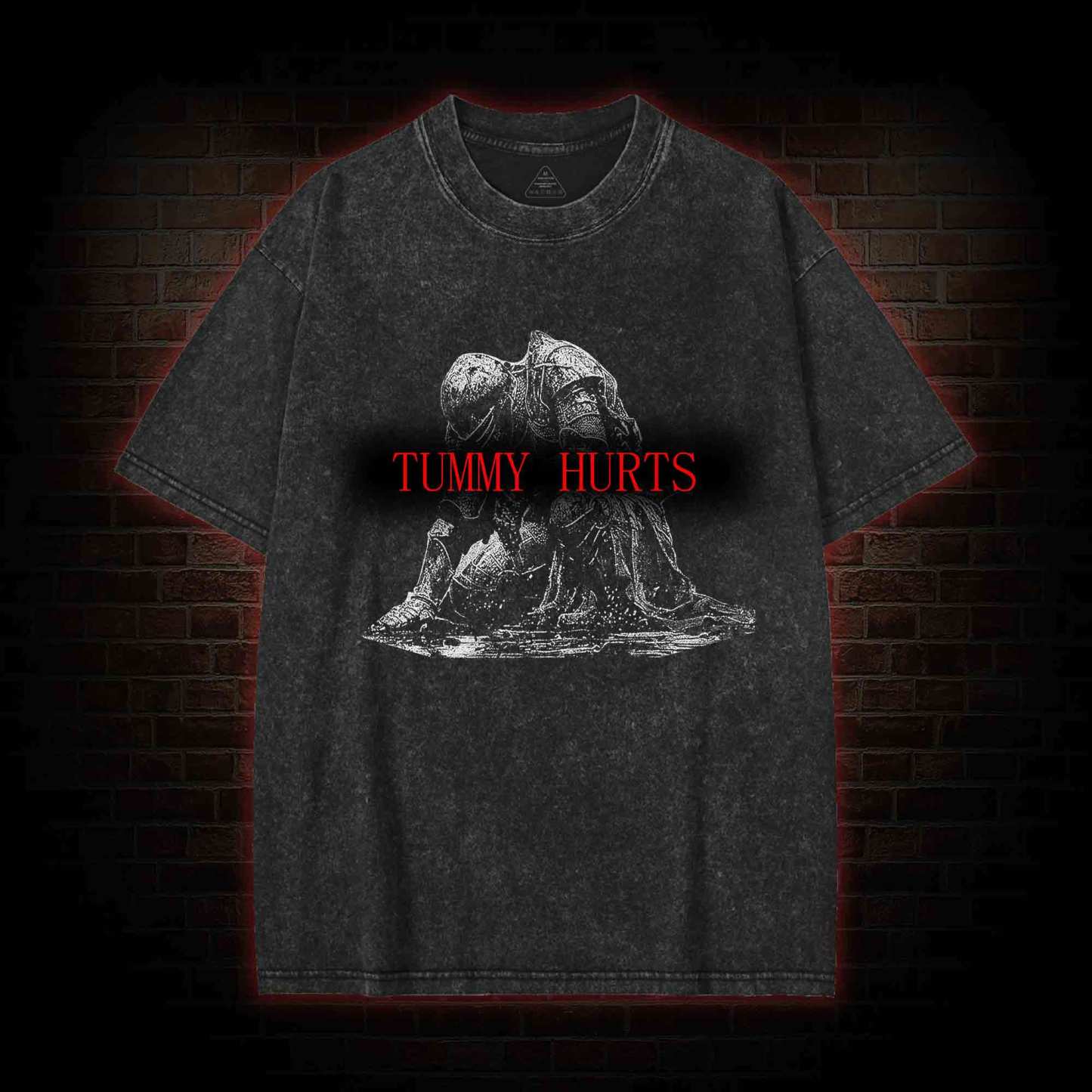 Retro Tummy Hurts Washed T-shirt