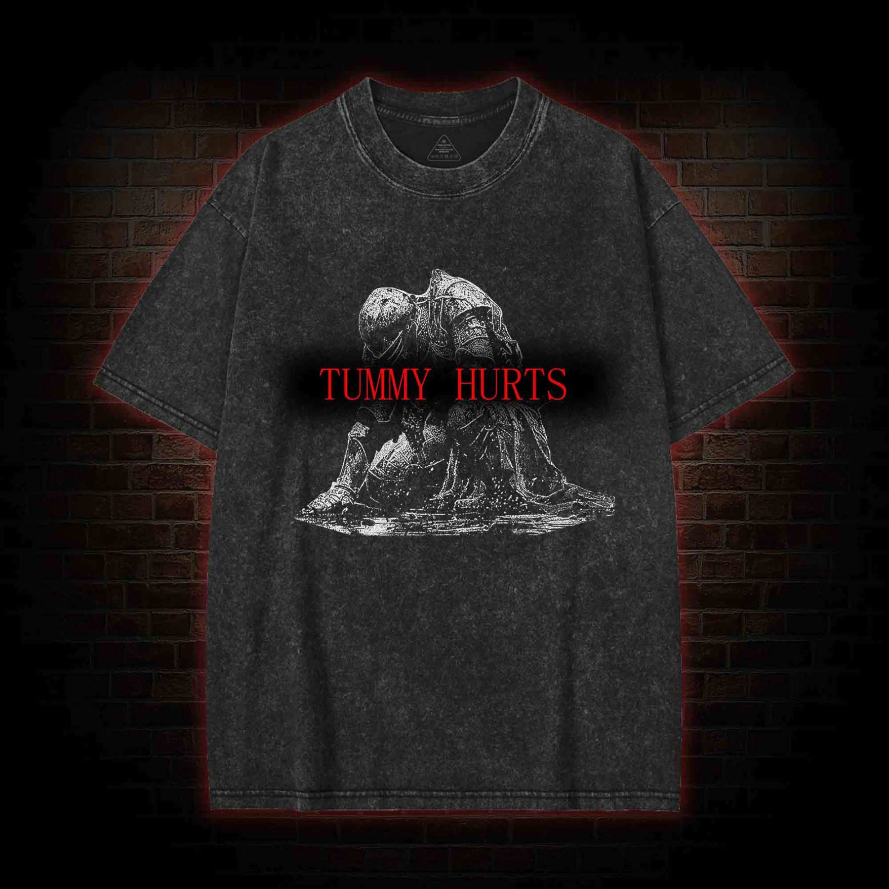 Retro Tummy Hurts Washed T-shirt