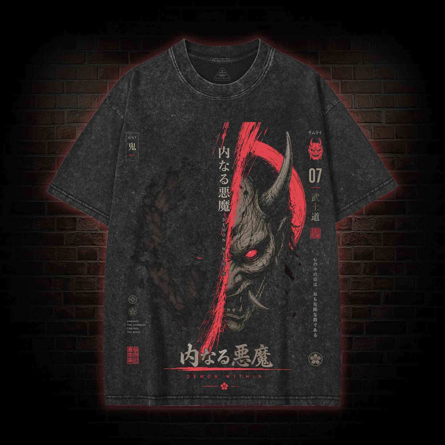 Japanese Oni Demon Streetwear Washed T-shirt