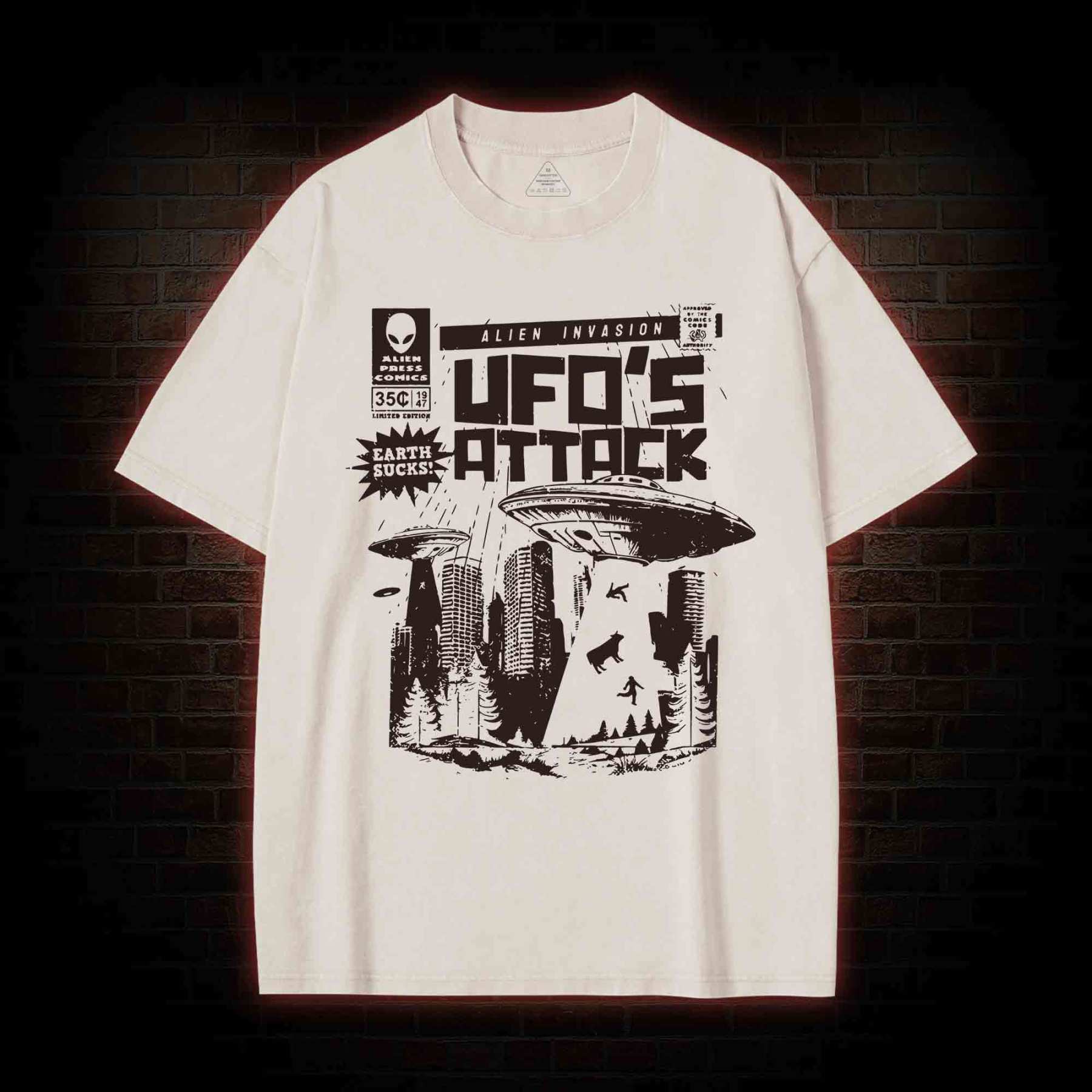 Ufo Attack Washed T-shirt