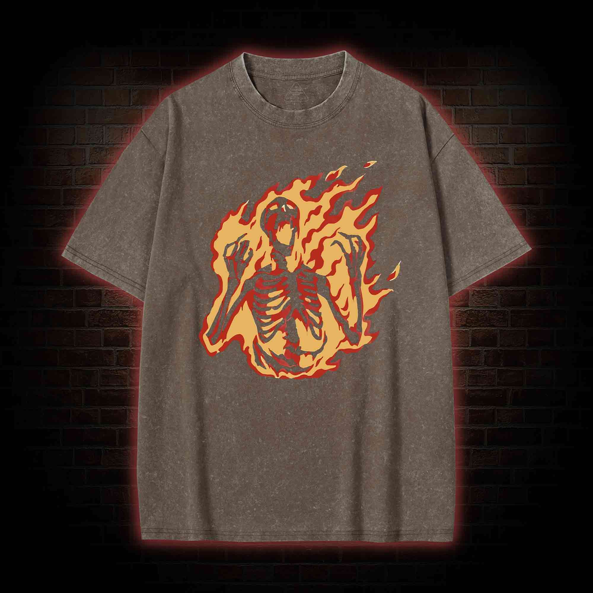 Burning Skeleton Washed T-shirt