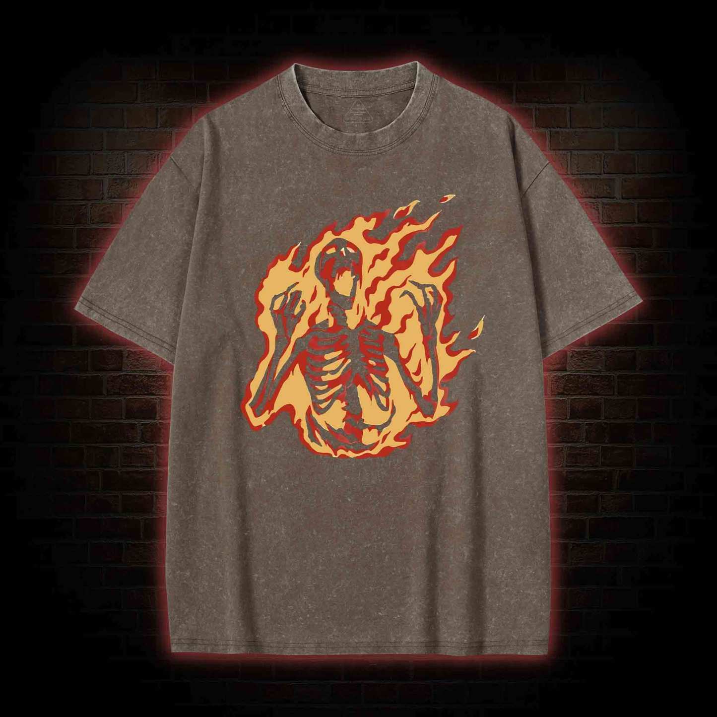 Burning Skeleton Washed T-shirt