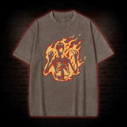Burning Skeleton Washed T-shirt