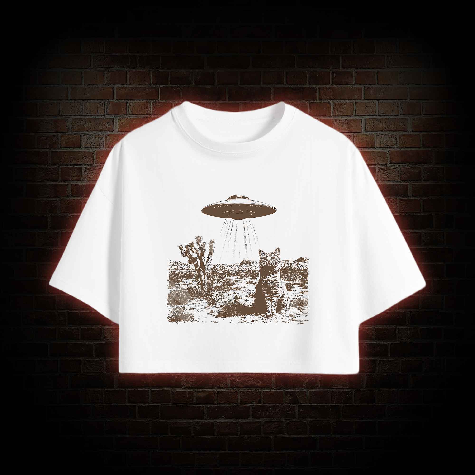 Ufo Cowboy Cat Crop Top