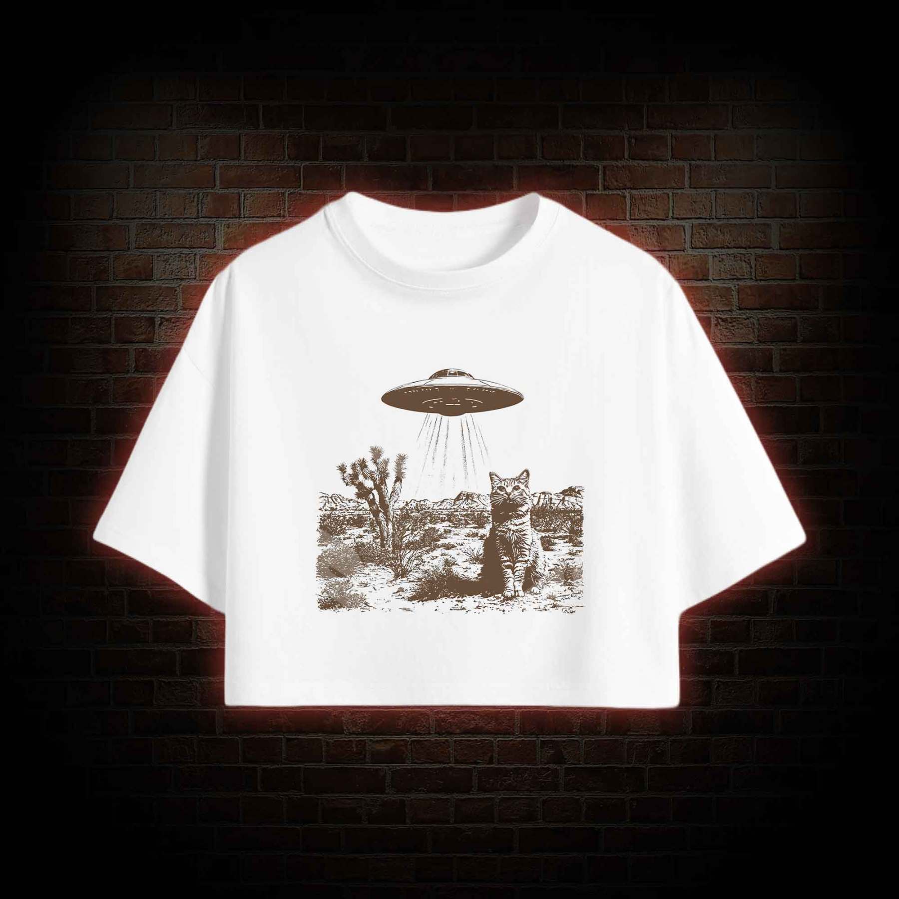 Ufo Cowboy Cat Crop Top