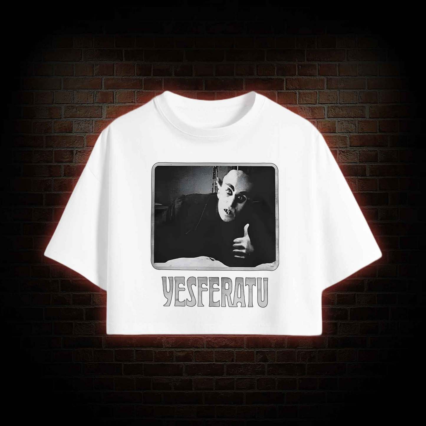 Yesferatu Funny Horror Retro Crop Top