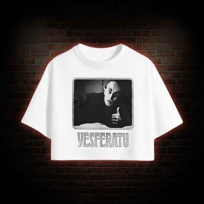 Yesferatu Funny Horror Retro Crop Top