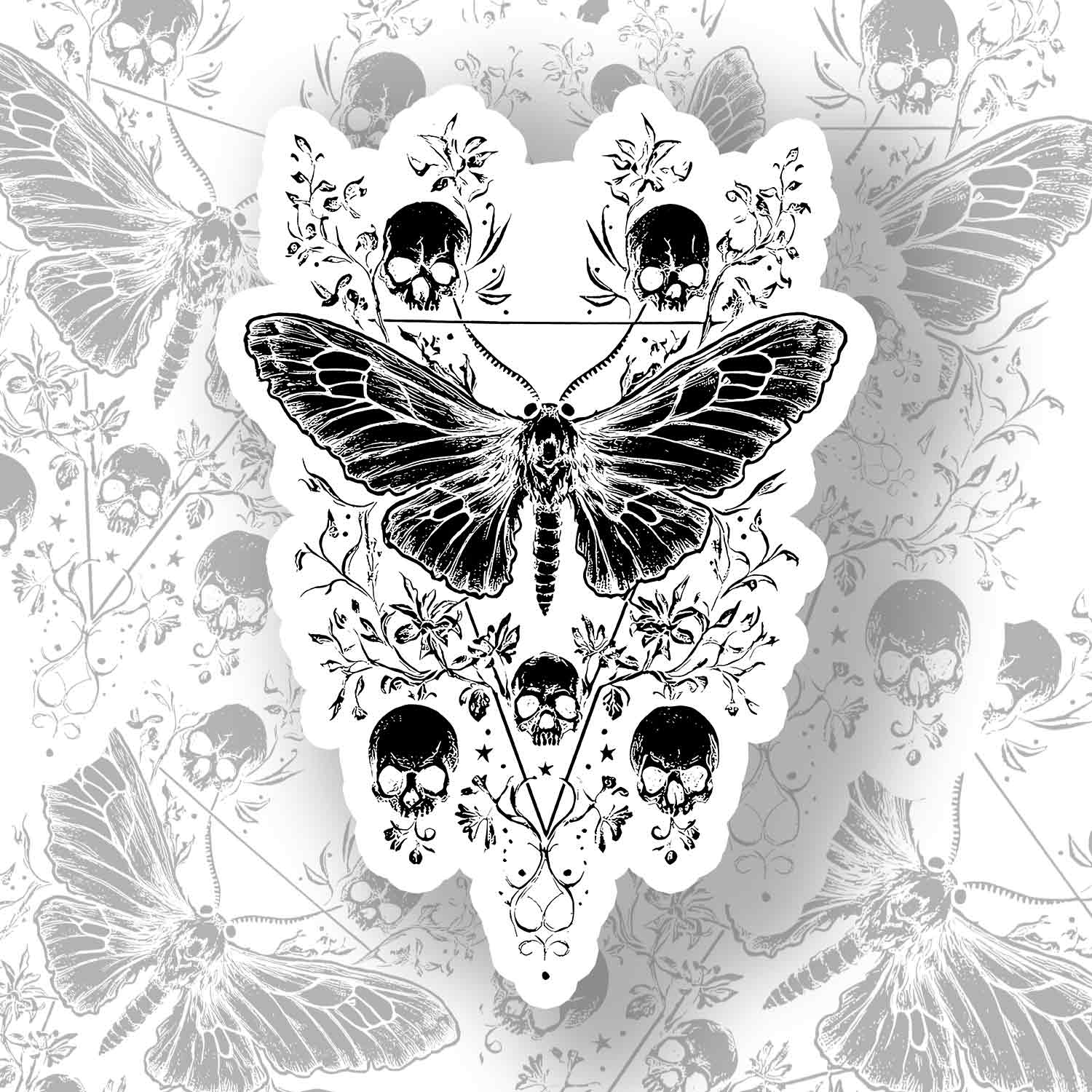 Skull Moth Sticker