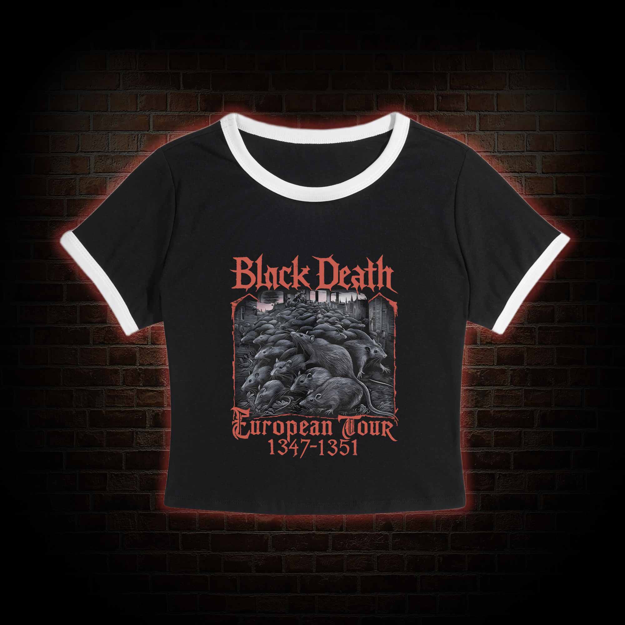 Vintage Black Death European Tour Slim Crop T-Shirts