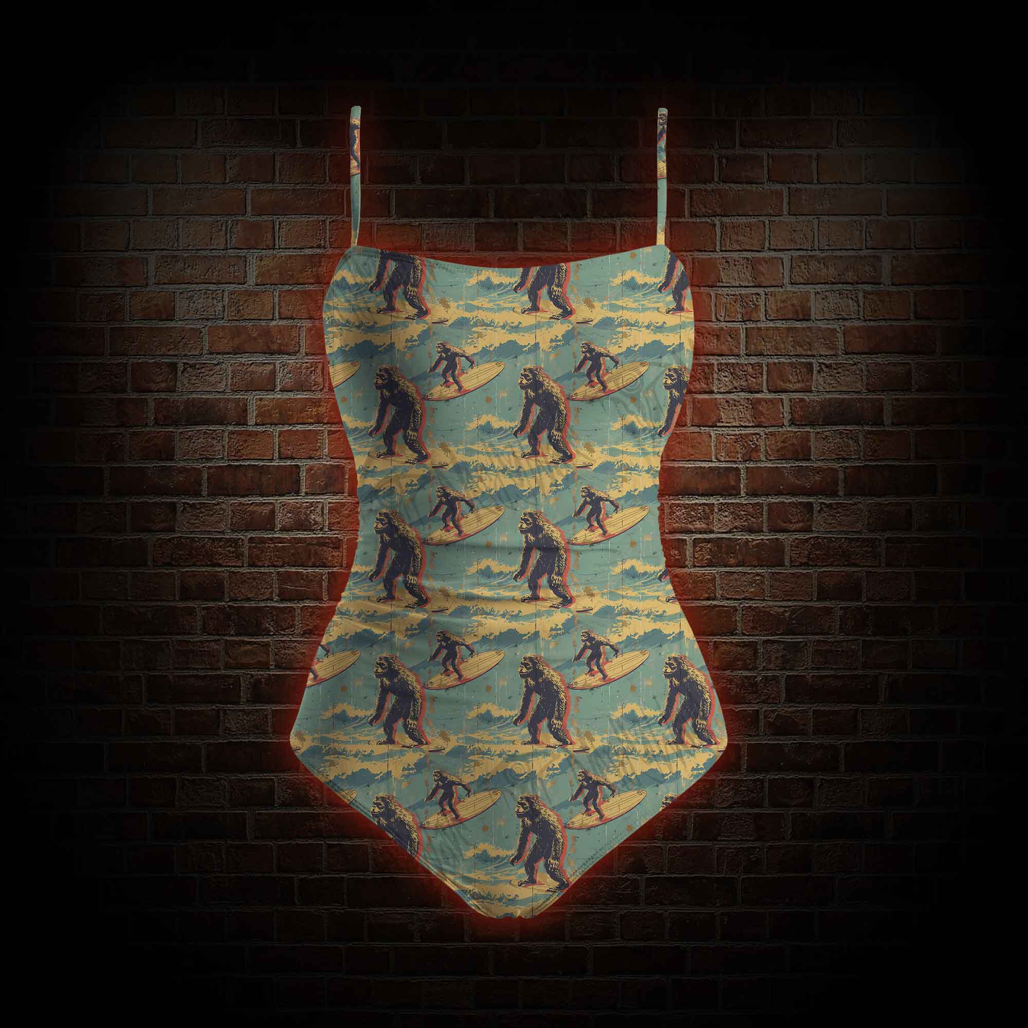 Bigfoot Surfing Slim-Strap Swimsuit