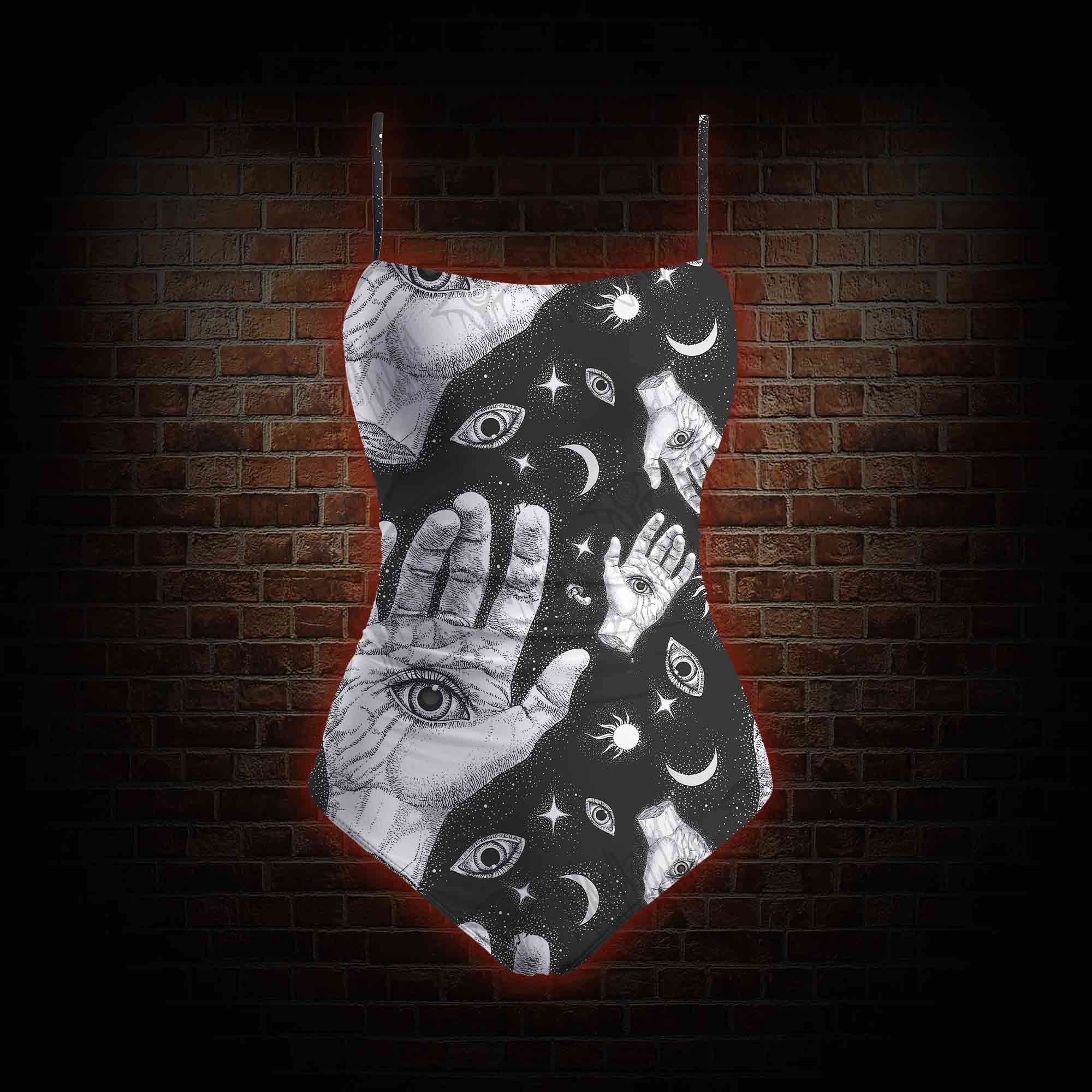 Mysterious Outer Space Slim-Strap Swimsuit