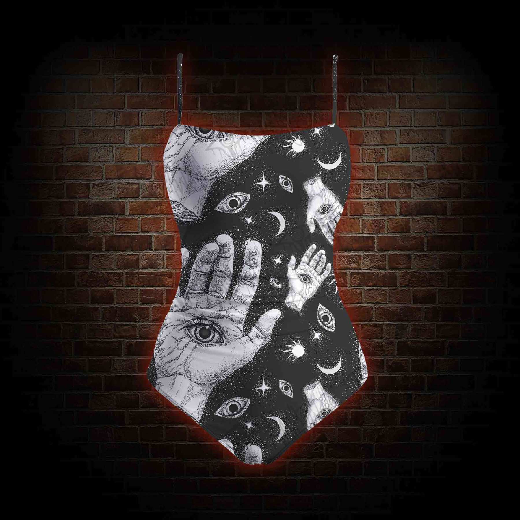 Mysterious Outer Space Slim-Strap Swimsuit