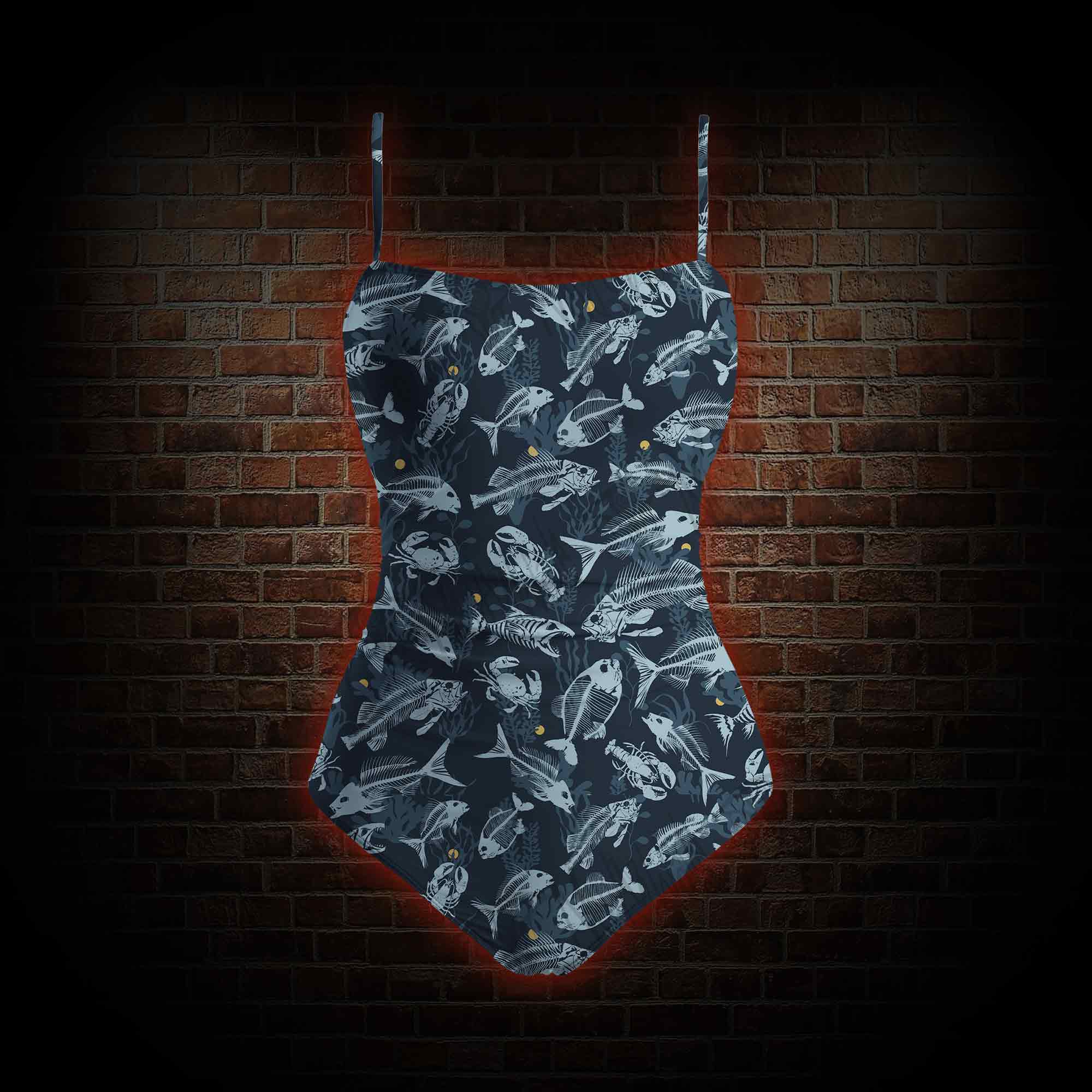 Fish Bones Slim-Strap Swimsuit