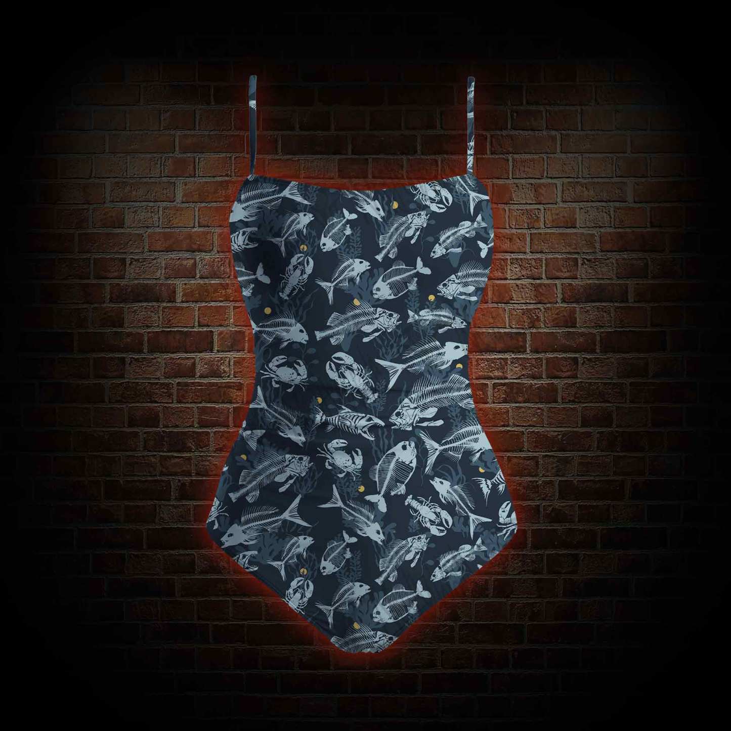 Fish Bones Slim-Strap Swimsuit