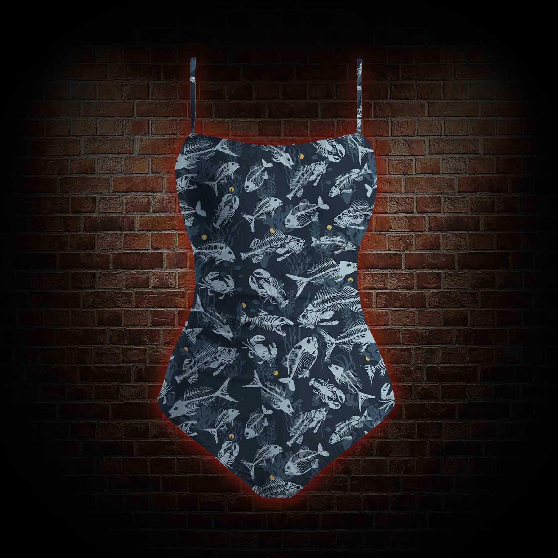 Fish Bones Slim-Strap Swimsuit
