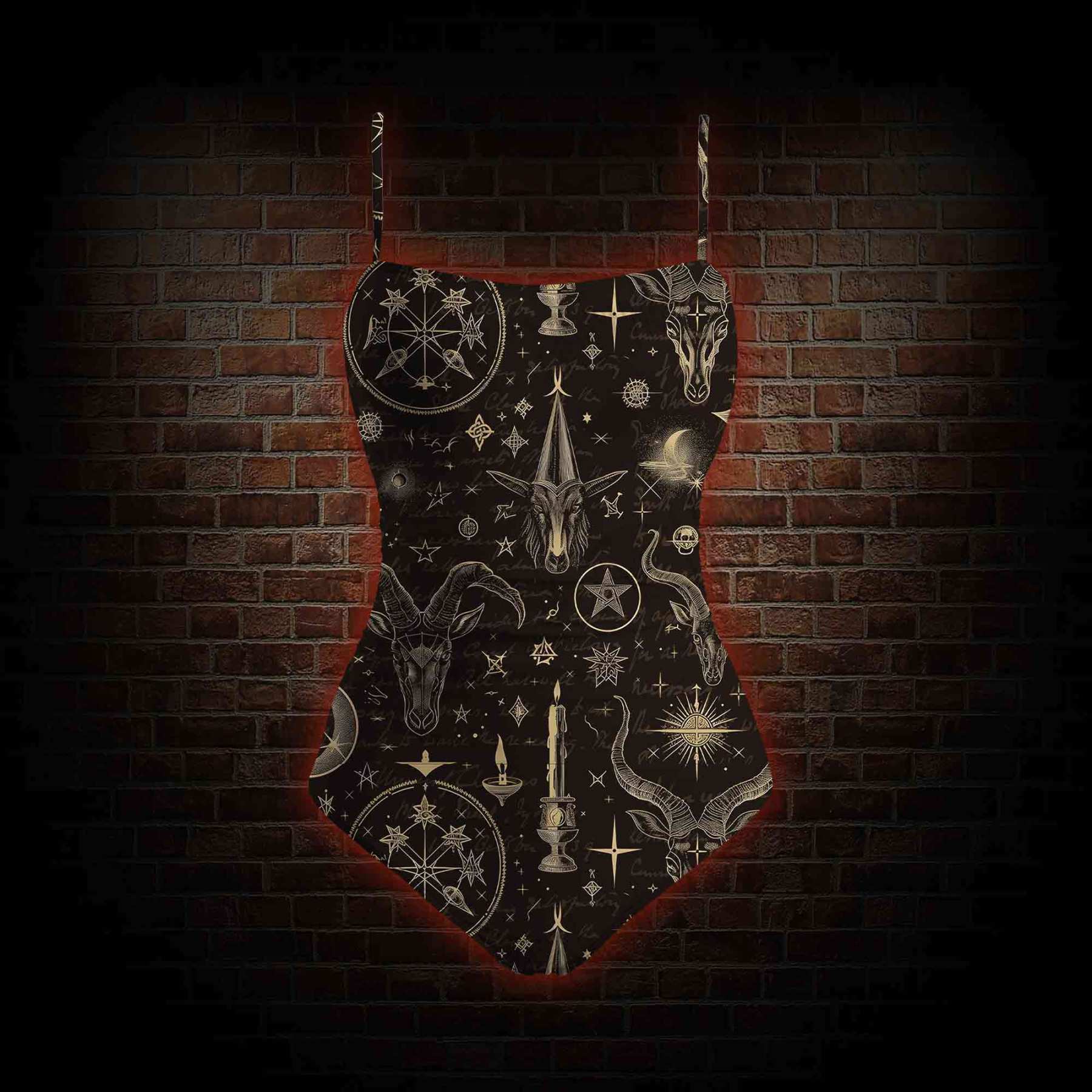 Baphomet Slim-Strap Swimsuit