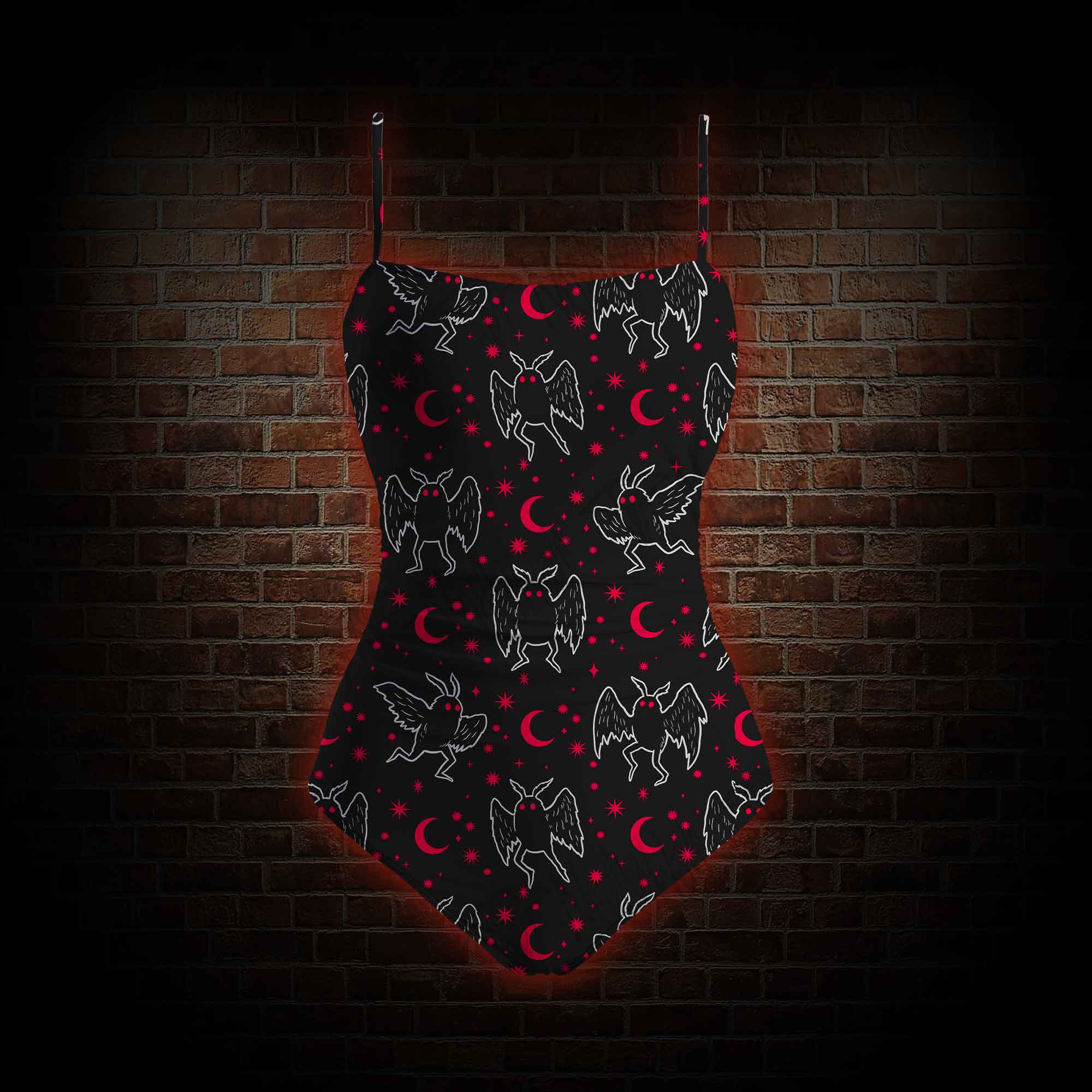 Mothman Night Slim-Strap Swimsuit