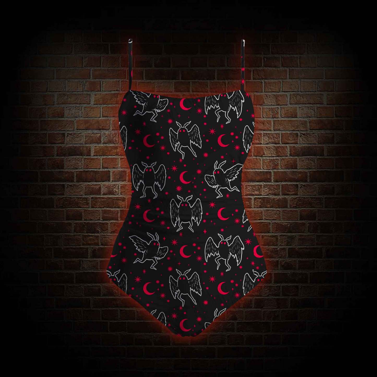 Mothman Night Slim-Strap Swimsuit