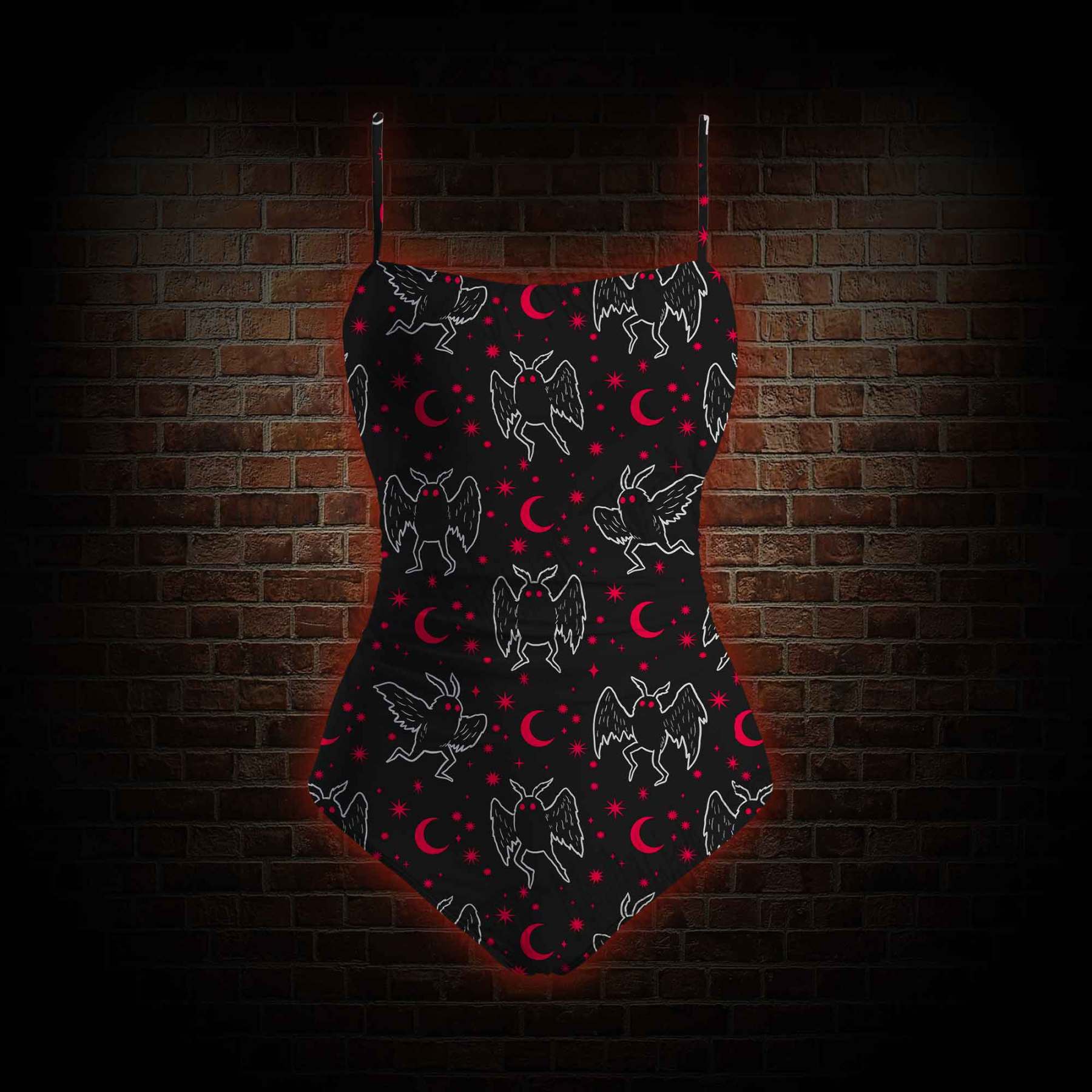 Mothman Night Slim-Strap Swimsuit