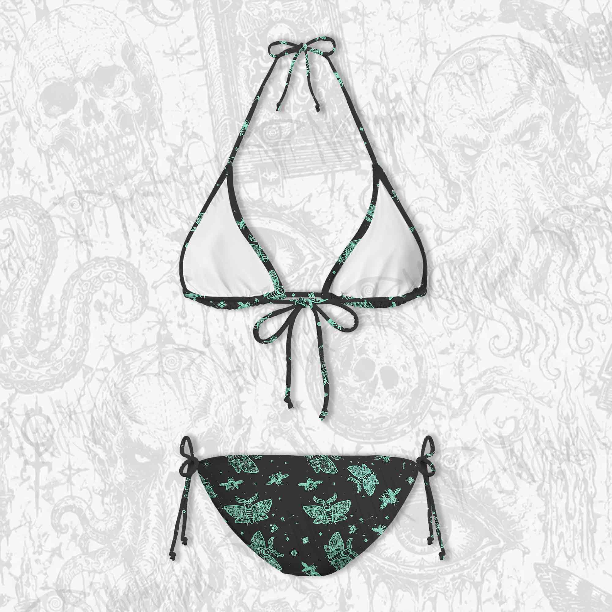 Midnight Flying Insects Women's Adjustable Tie-Strap Bikini