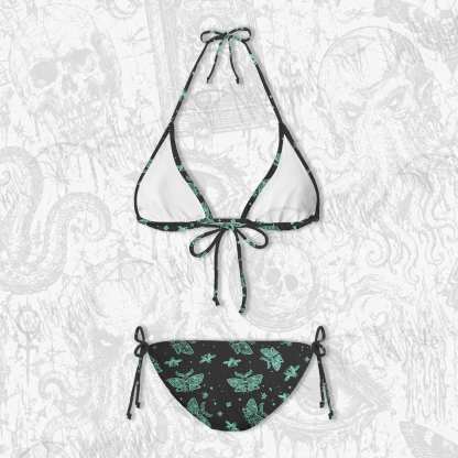 Midnight Flying Insects Women's Adjustable Tie-Strap Bikini