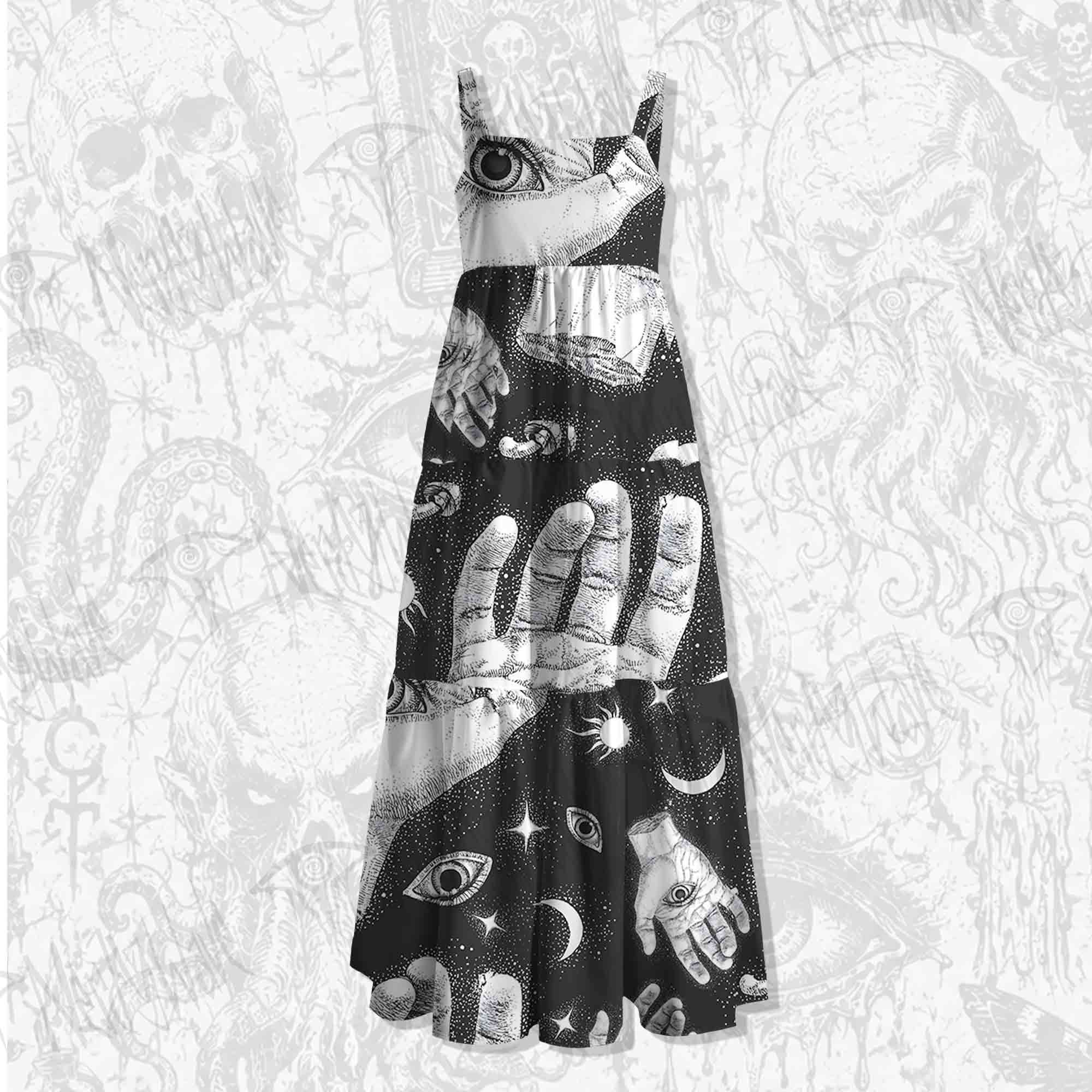 Mysterious Outer Space Spaghetti Strap Long Dress
