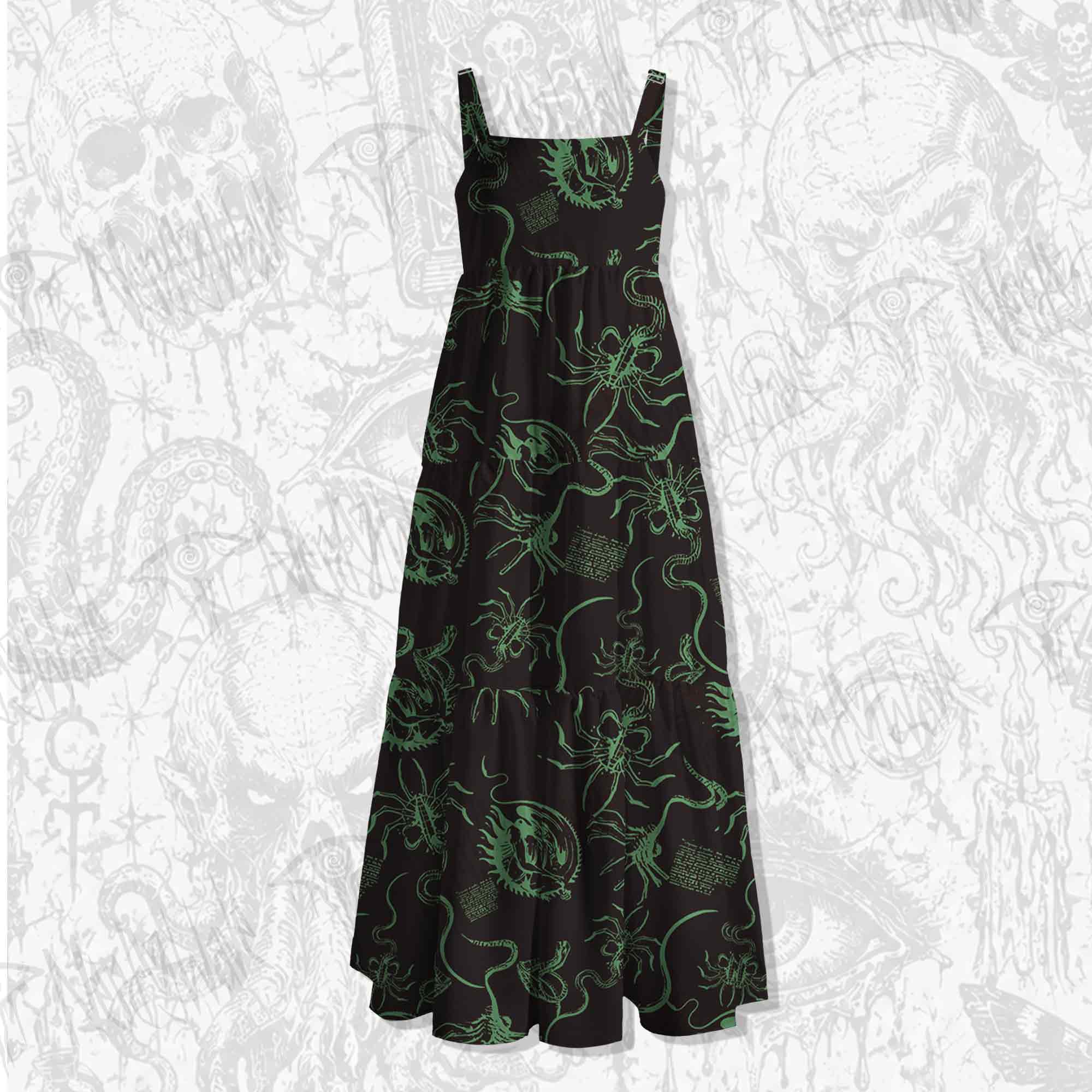 Alien Delivery Guy Spaghetti Strap Long Dress