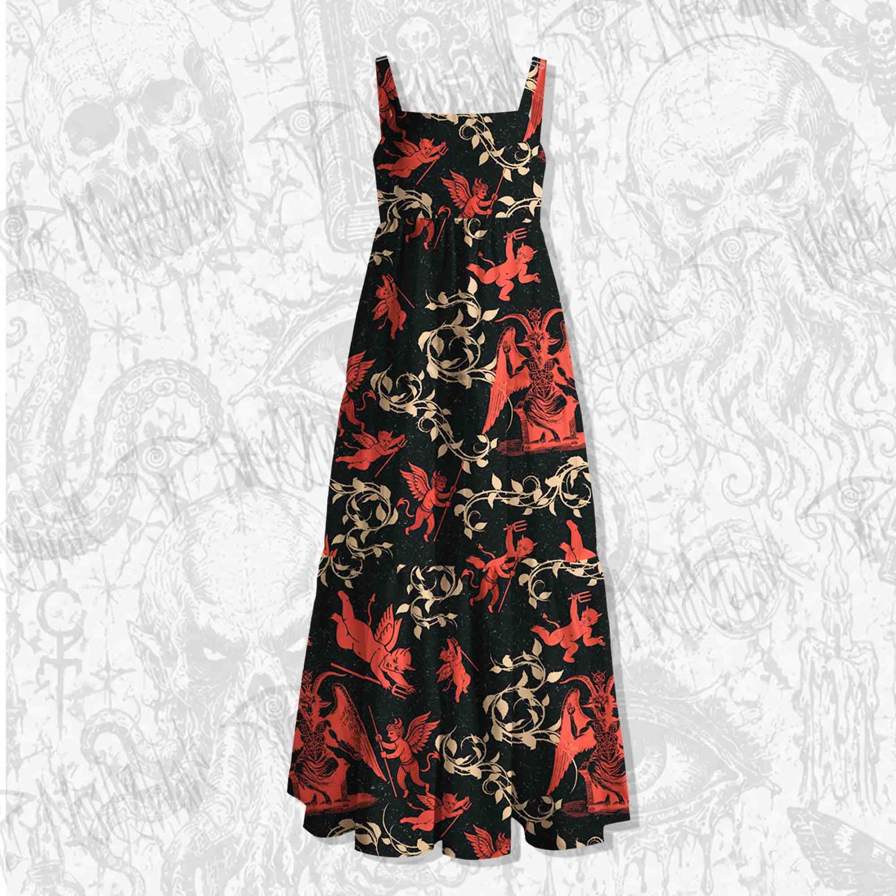 Devil Spaghetti Strap Long Dress