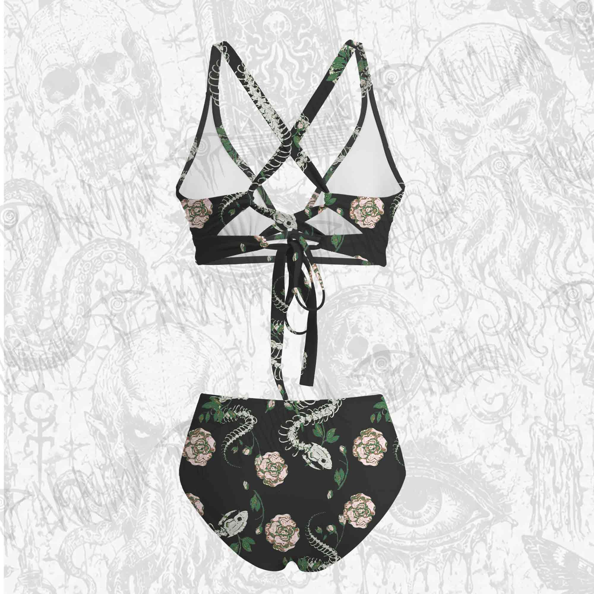 Flowers and Snake Skeleton Bikini Set
