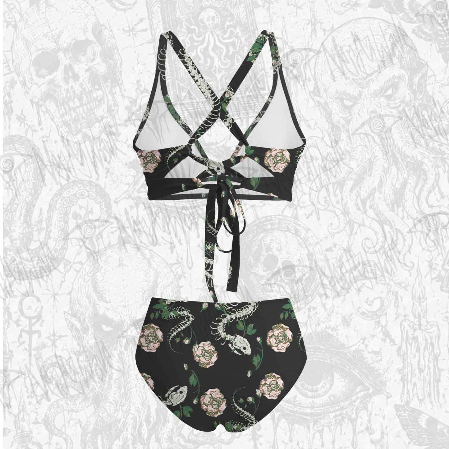 Flowers and Snake Skeleton Bikini Set