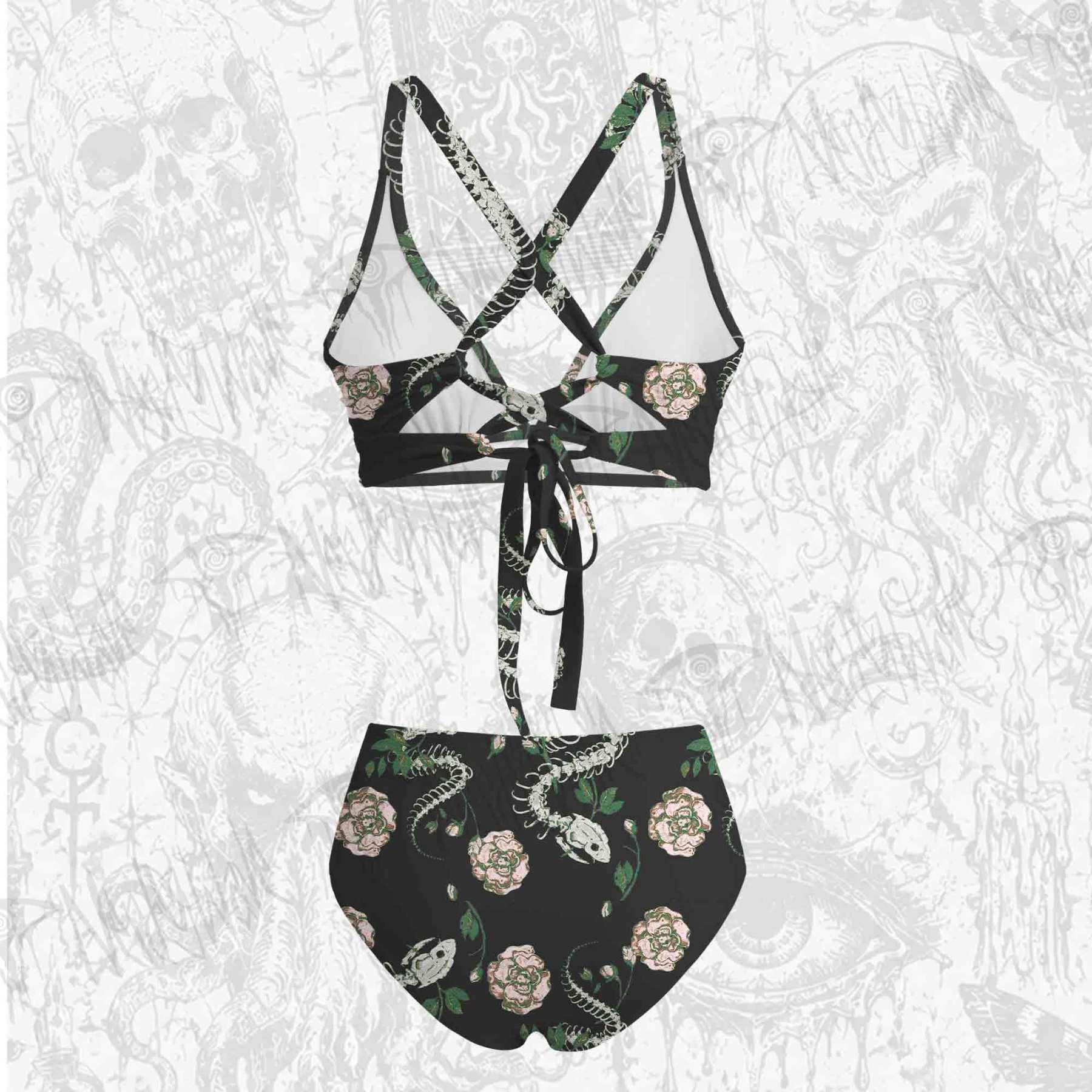 Flowers and Snake Skeleton Bikini Set