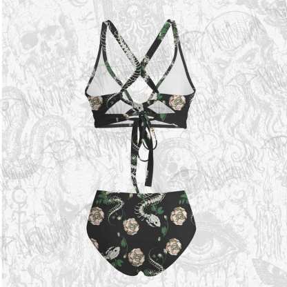 Flowers and Snake Skeleton Bikini Set