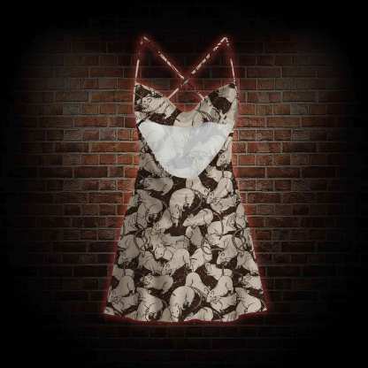 Black Death Rats Cowl Neck Slip Dress